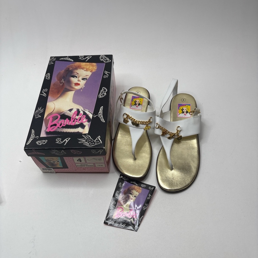 Vintage Barbie White Sandals w/ Box Size 4